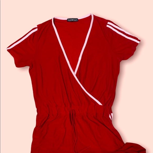 Burgundy Jumpsuit w/ side Stripes - Picture 2 of 2